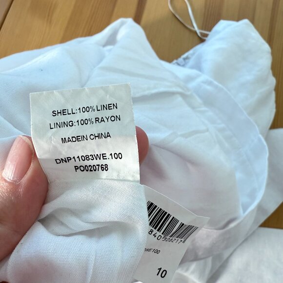 DISSH 100% Linen White Mini Dress Beach Long Sleeve AU 10 = US 6 - Picture 8 of 10
